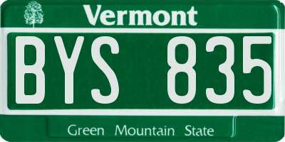 VT license plate BYS835