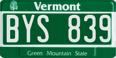 VT license plate BYS839