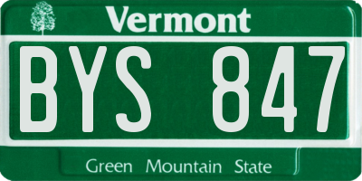 VT license plate BYS847