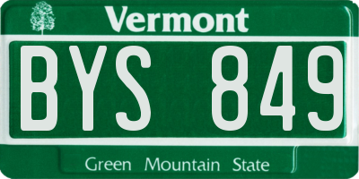 VT license plate BYS849