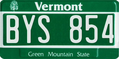 VT license plate BYS854