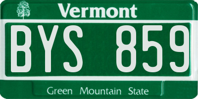 VT license plate BYS859