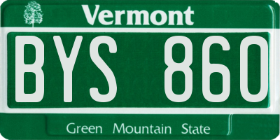 VT license plate BYS860