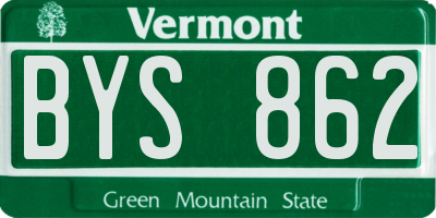 VT license plate BYS862