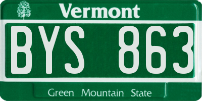 VT license plate BYS863