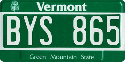 VT license plate BYS865