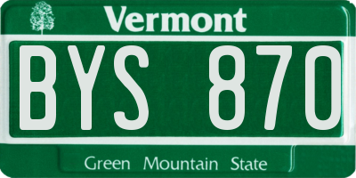 VT license plate BYS870