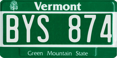 VT license plate BYS874