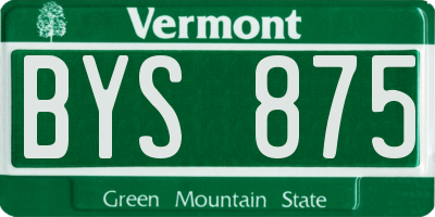 VT license plate BYS875