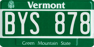 VT license plate BYS878