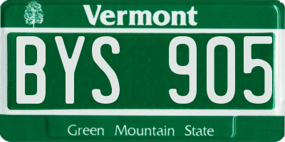 VT license plate BYS905