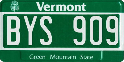 VT license plate BYS909