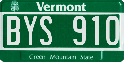 VT license plate BYS910