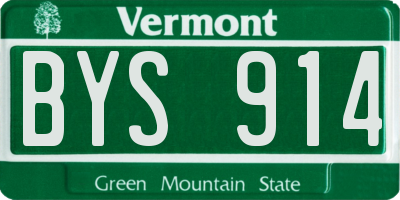 VT license plate BYS914