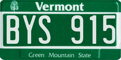VT license plate BYS915