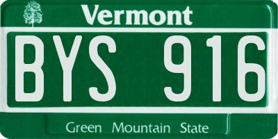 VT license plate BYS916