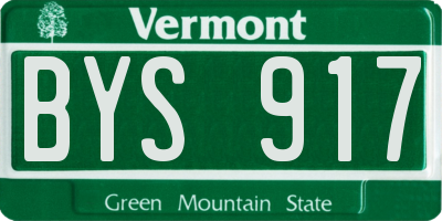 VT license plate BYS917
