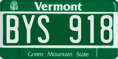 VT license plate BYS918