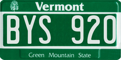 VT license plate BYS920