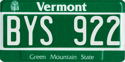 VT license plate BYS922
