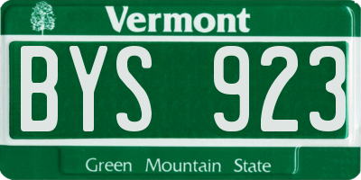 VT license plate BYS923