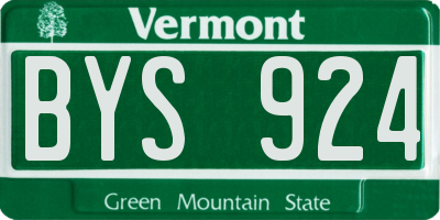 VT license plate BYS924