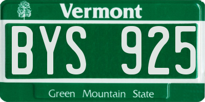 VT license plate BYS925