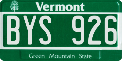 VT license plate BYS926