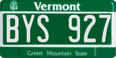 VT license plate BYS927