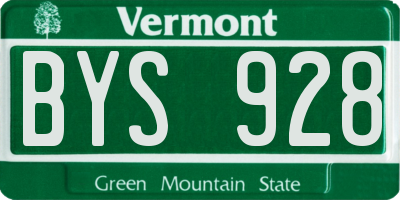 VT license plate BYS928