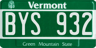 VT license plate BYS932