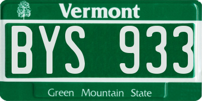 VT license plate BYS933