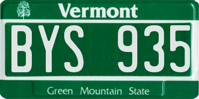 VT license plate BYS935