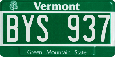 VT license plate BYS937