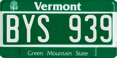 VT license plate BYS939