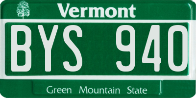 VT license plate BYS940
