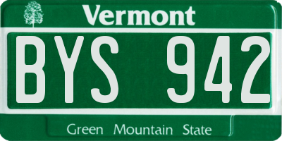 VT license plate BYS942