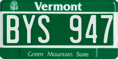 VT license plate BYS947