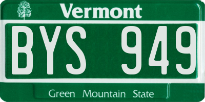 VT license plate BYS949
