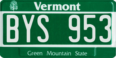VT license plate BYS953