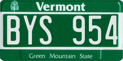 VT license plate BYS954