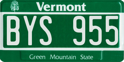 VT license plate BYS955