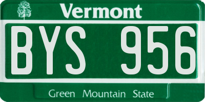 VT license plate BYS956