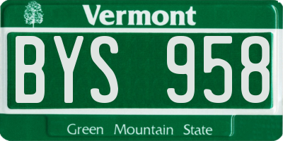 VT license plate BYS958