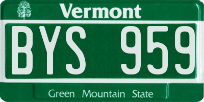VT license plate BYS959