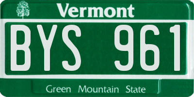 VT license plate BYS961