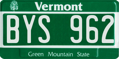 VT license plate BYS962