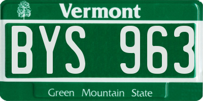 VT license plate BYS963