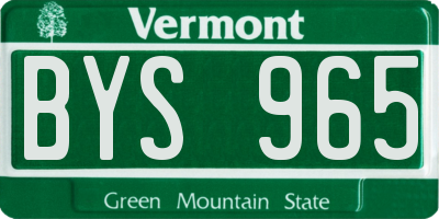 VT license plate BYS965