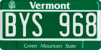 VT license plate BYS968
